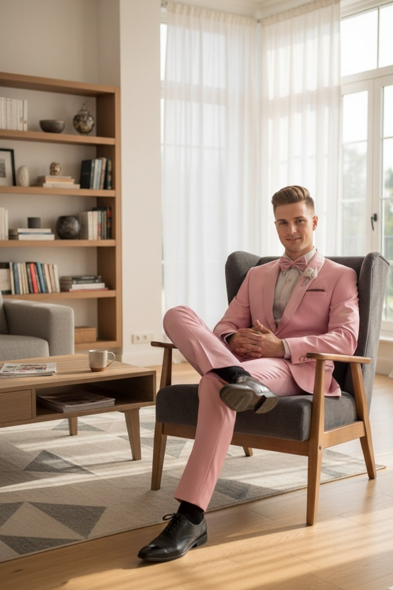 "Spectrum" Dusty Rose 1-Button Shawl Tuxedo (3-Piece Set)