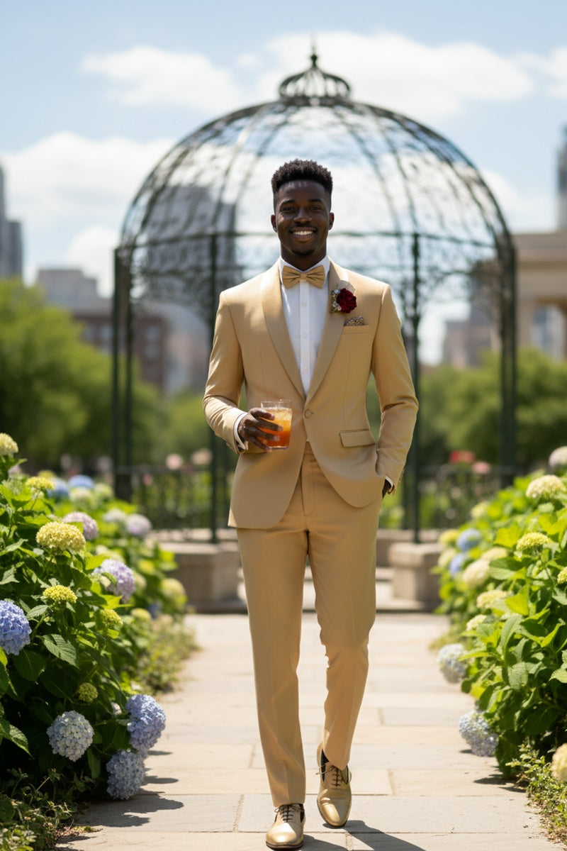 "Spectrum" Light Gold 1-Button Shawl Tuxedo (3-Piece Set)