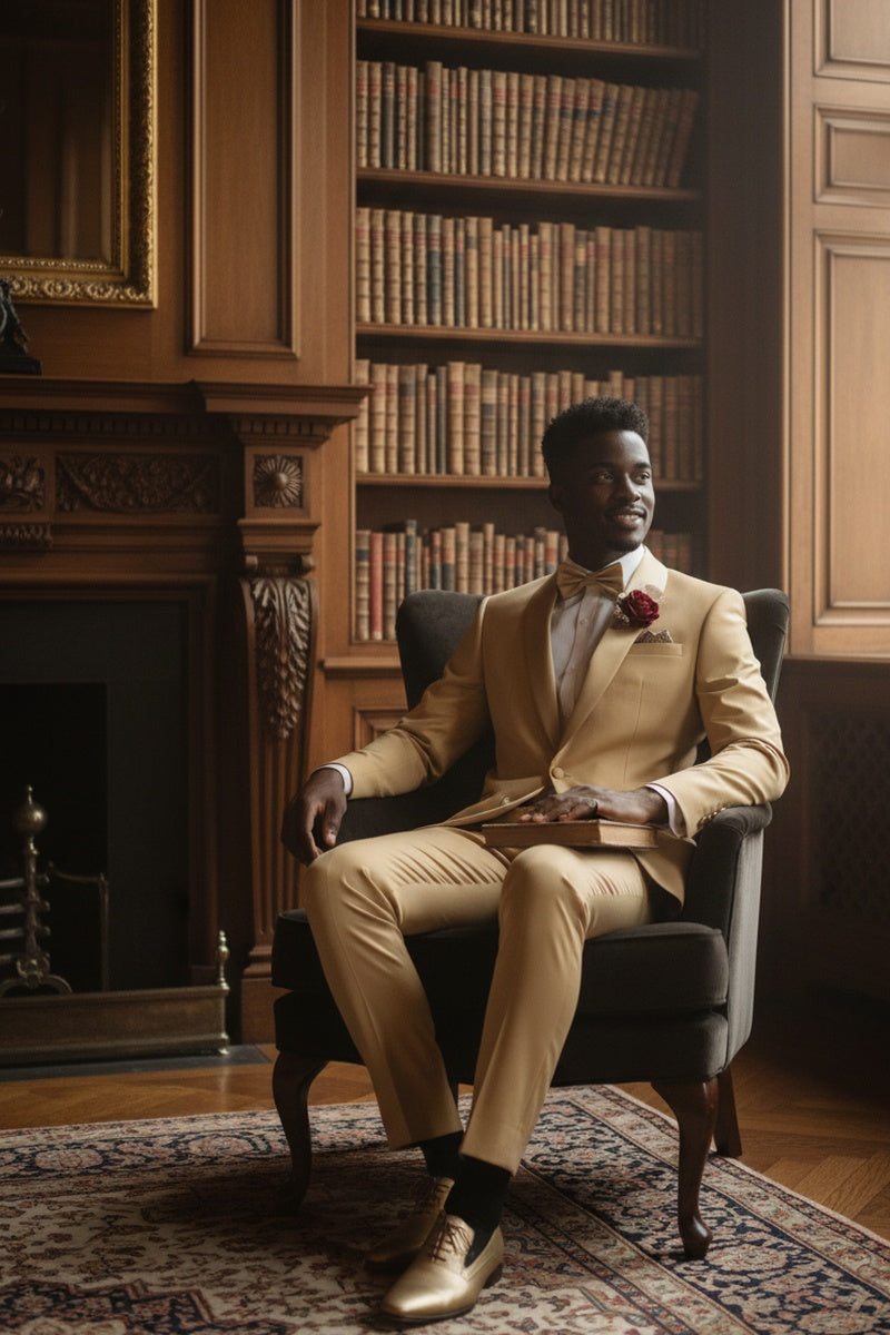 "Spectrum" Light Gold 1-Button Shawl Tuxedo (3-Piece Set)