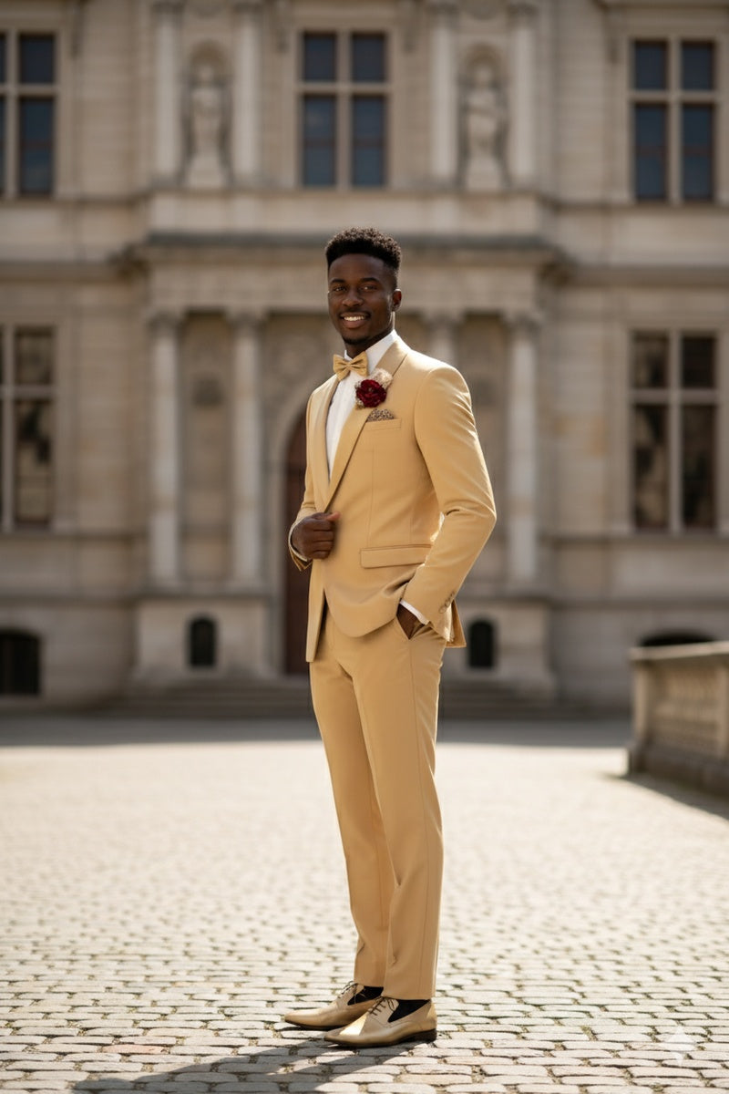 "Spectrum" Light Gold 1-Button Shawl Tuxedo (3-Piece Set)