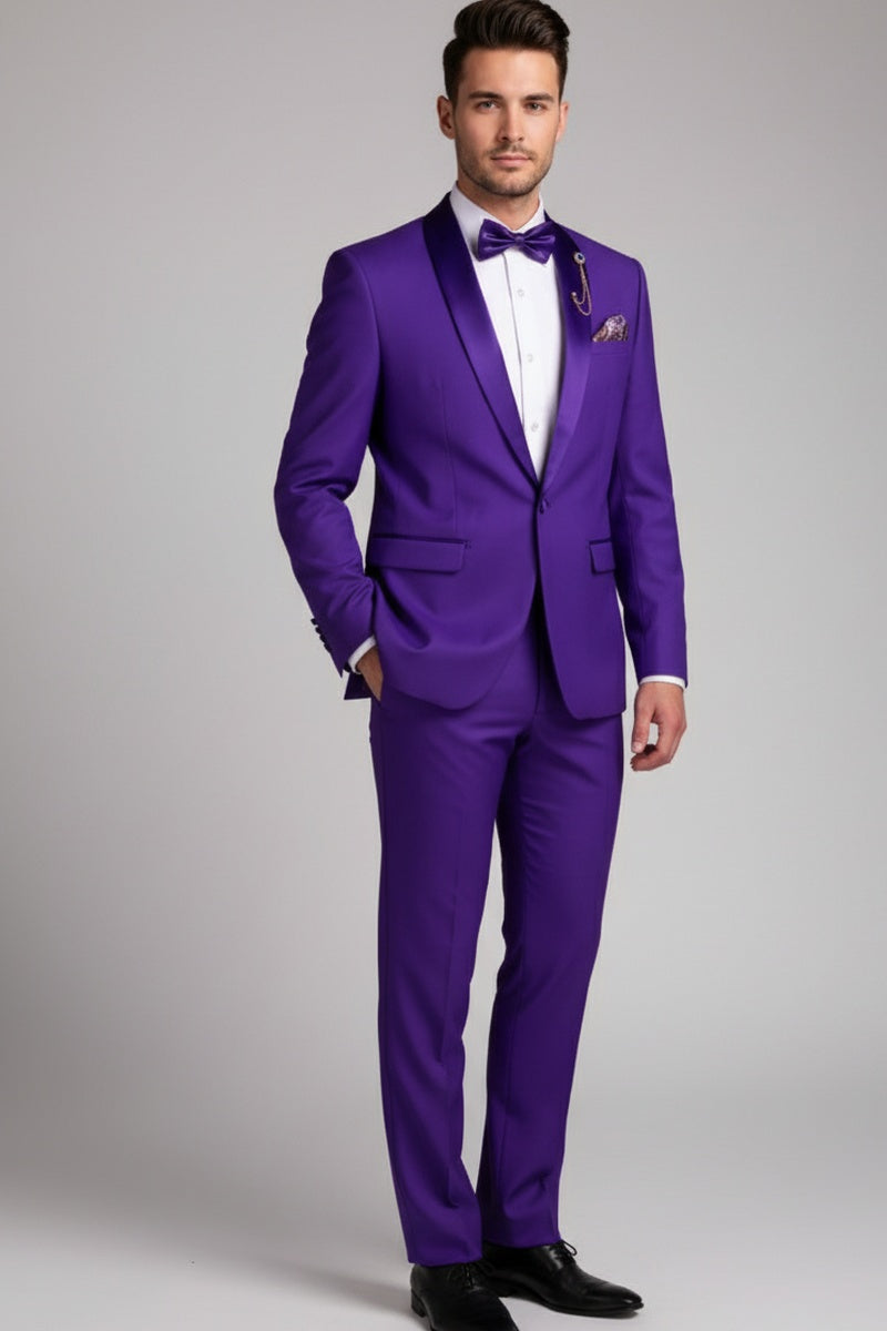 "Spectrum" Royal Purple 1-Button Shawl Tuxedo (3-Piece Set)