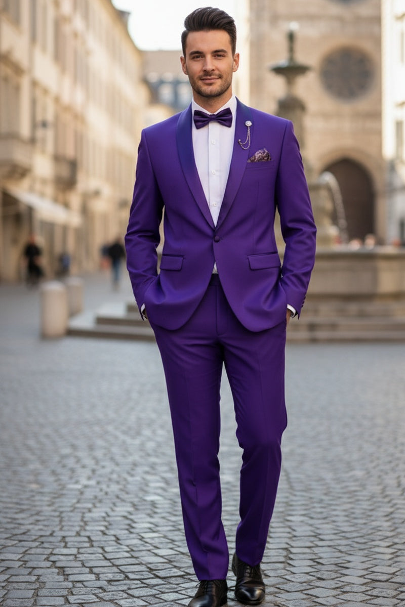 "Spectrum" Royal Purple 1-Button Shawl Tuxedo (3-Piece Set)