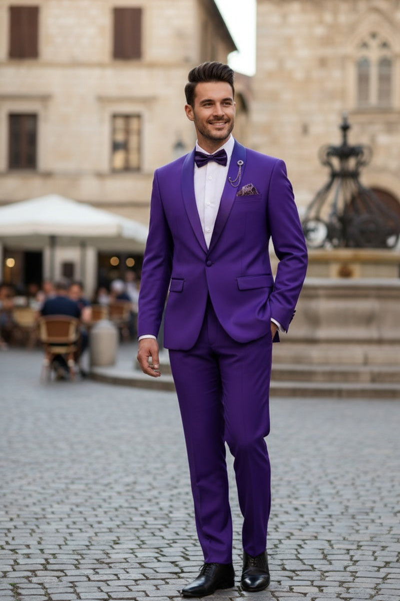 "Spectrum" Royal Purple 1-Button Shawl Tuxedo (3-Piece Set)