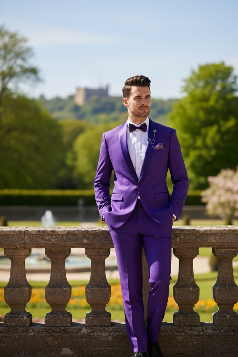 "Spectrum" Royal Purple 1-Button Shawl Tuxedo (3-Piece Set)