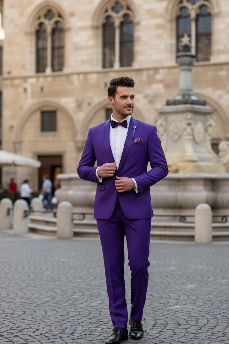 "Spectrum" Royal Purple 1-Button Shawl Tuxedo (3-Piece Set)