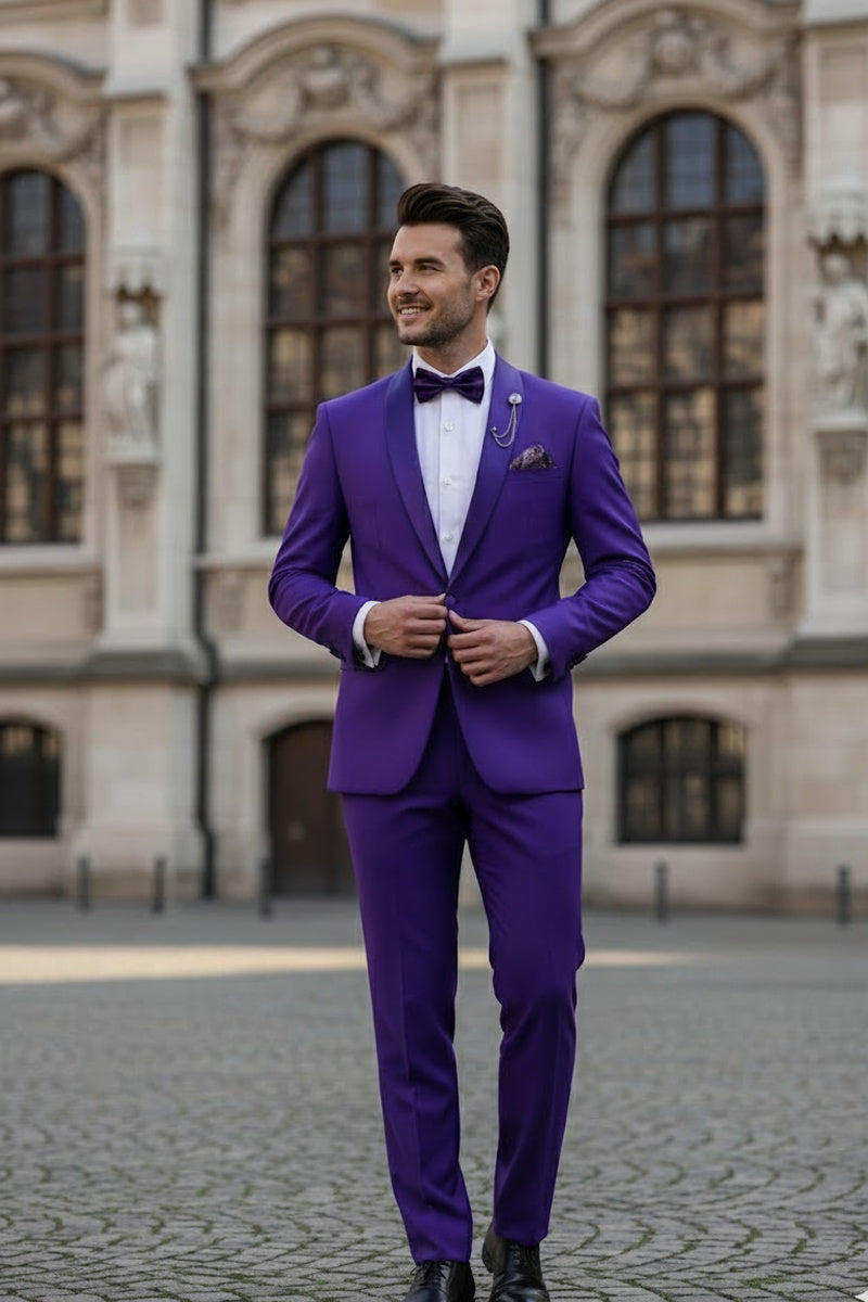 "Spectrum" Royal Purple 1-Button Shawl Tuxedo (3-Piece Set)