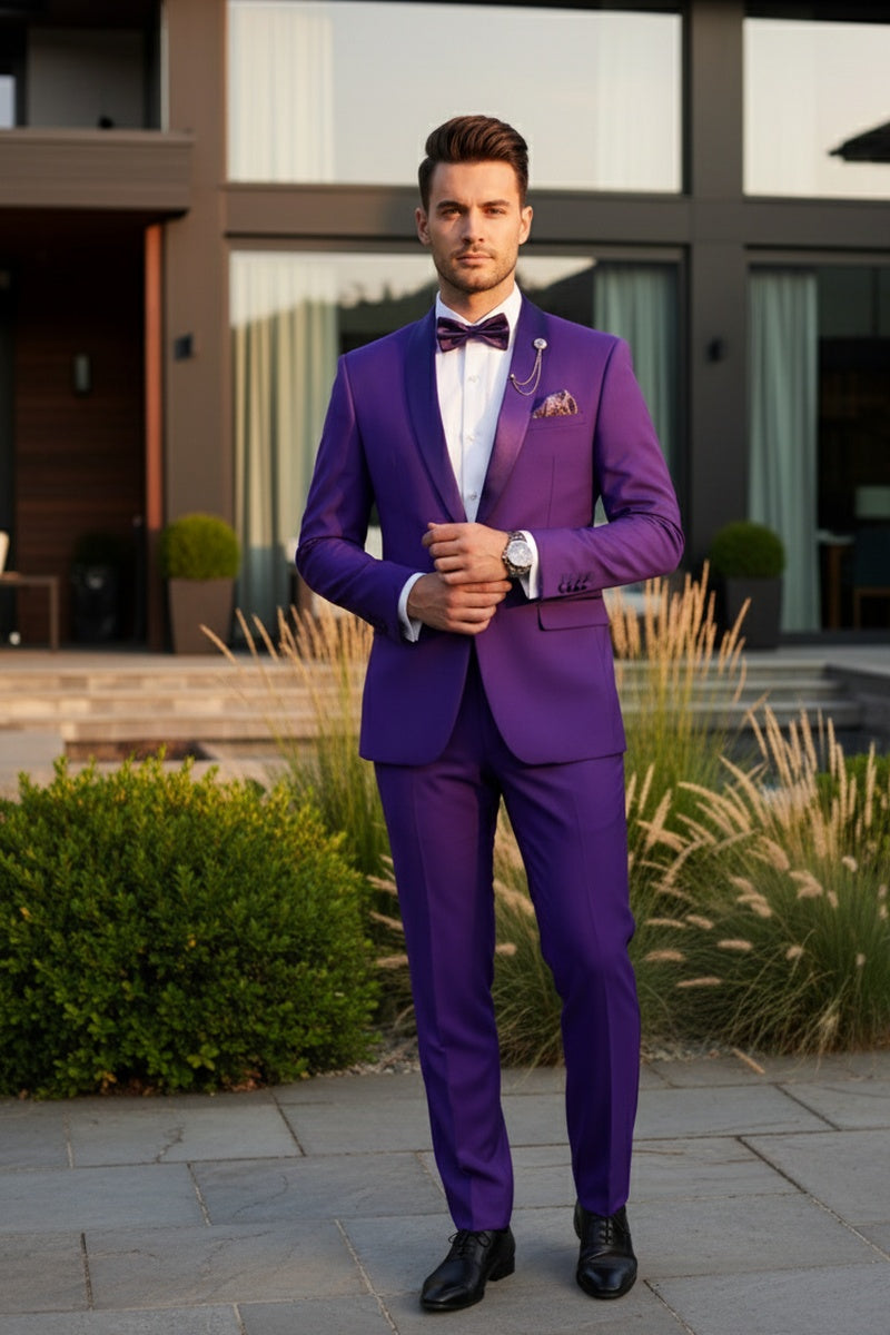 "Spectrum" Royal Purple 1-Button Shawl Tuxedo (3-Piece Set)