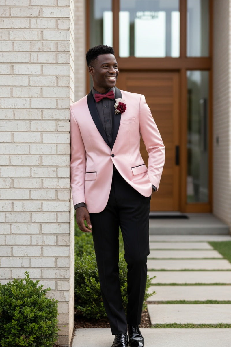 "Stretch Sateen" Pink Tuxedo Jacket (Separates)