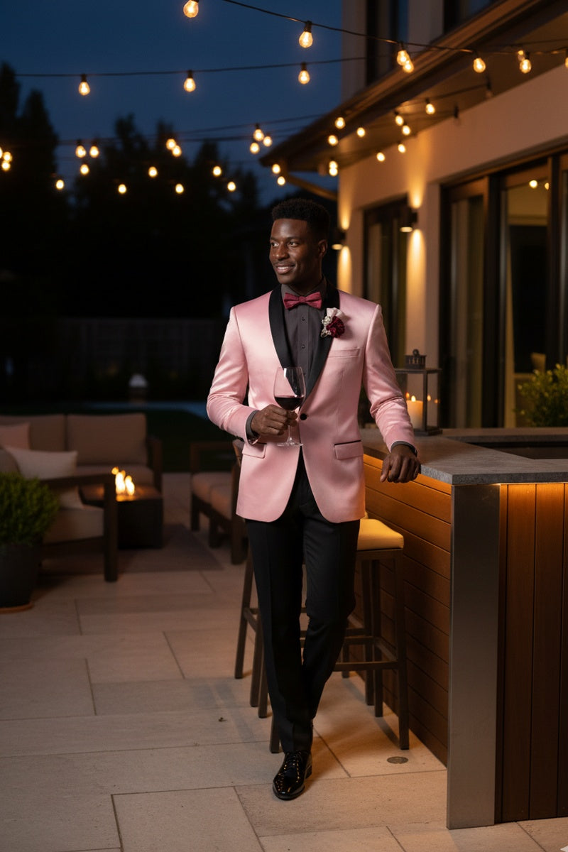"Stretch Sateen" Pink Tuxedo Jacket (Separates)