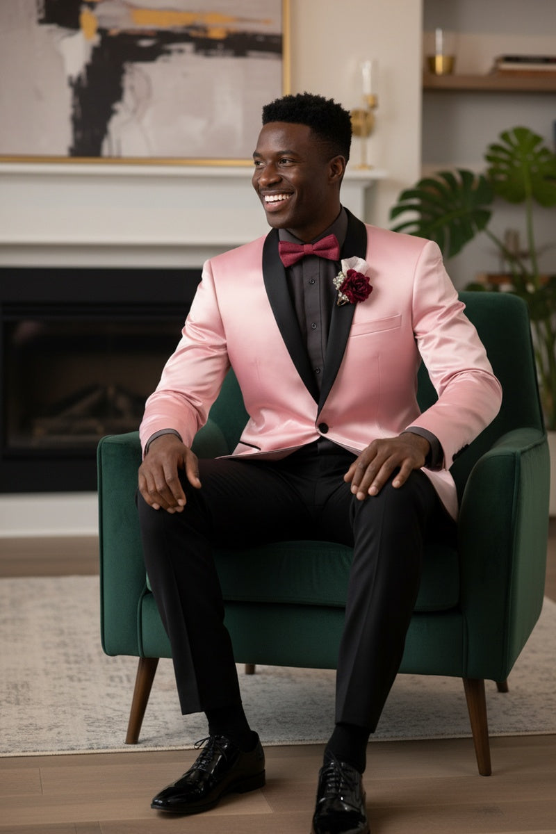 "Stretch Sateen" Pink Tuxedo Jacket (Separates)