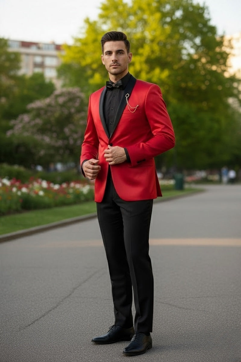 "Stretch Sateen" Red Tuxedo Jacket (Separates)