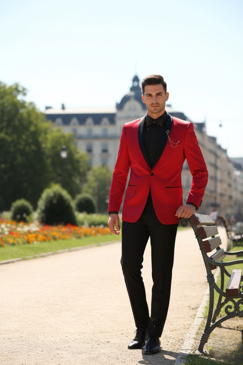 "Stretch Sateen" Red Tuxedo Jacket (Separates)
