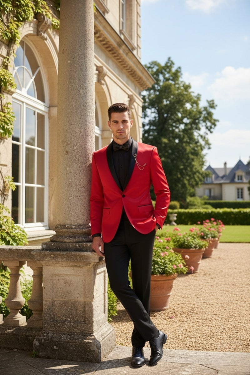 "Stretch Sateen" Red Tuxedo Jacket (Separates)