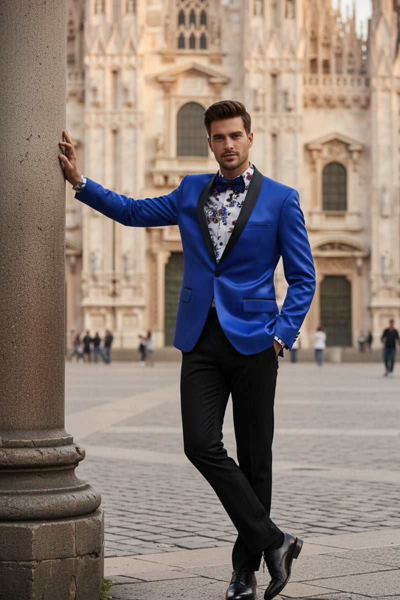 "Stretch Sateen" Royal Blue Tuxedo Jacket (Separates)