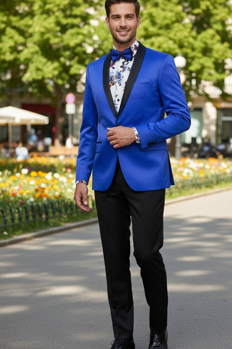 "Stretch Sateen" Royal Blue Tuxedo Jacket (Separates)