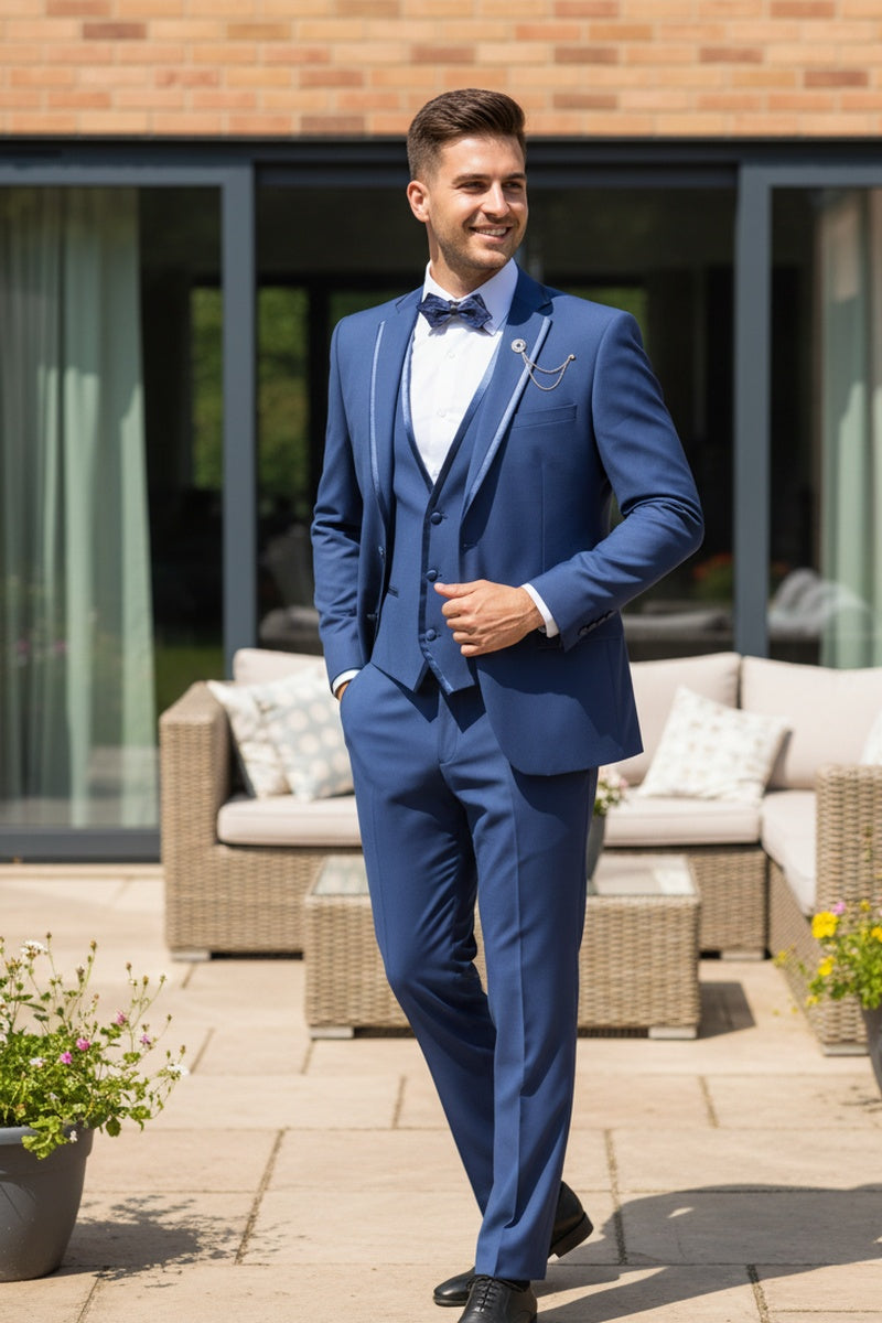 "Syracuse" Blue Vinci 2-Button Notch Tuxedo (3-Piece Set)