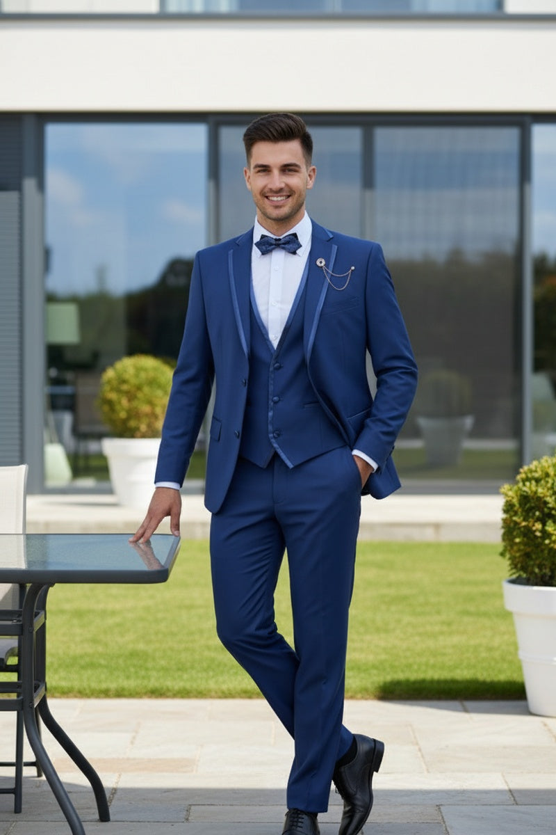 "Syracuse" Blue Vinci 2-Button Notch Tuxedo (3-Piece Set)