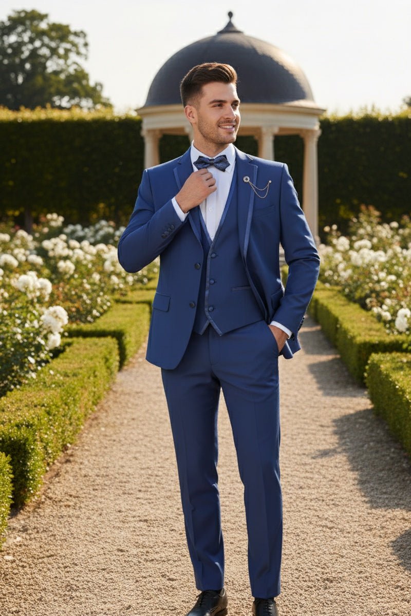 "Syracuse" Blue Vinci 2-Button Notch Tuxedo (3-Piece Set)