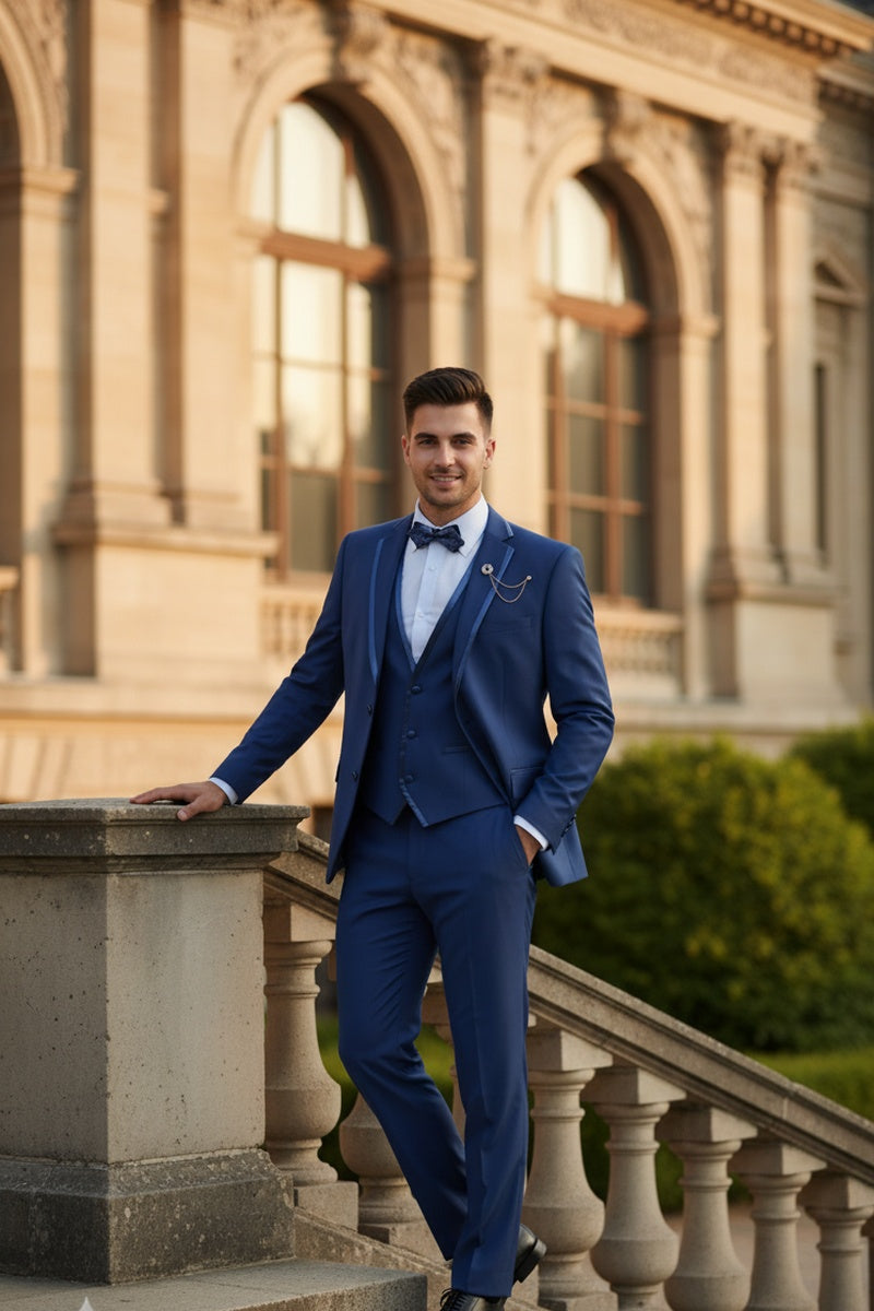 "Syracuse" Blue Vinci 2-Button Notch Tuxedo (3-Piece Set)