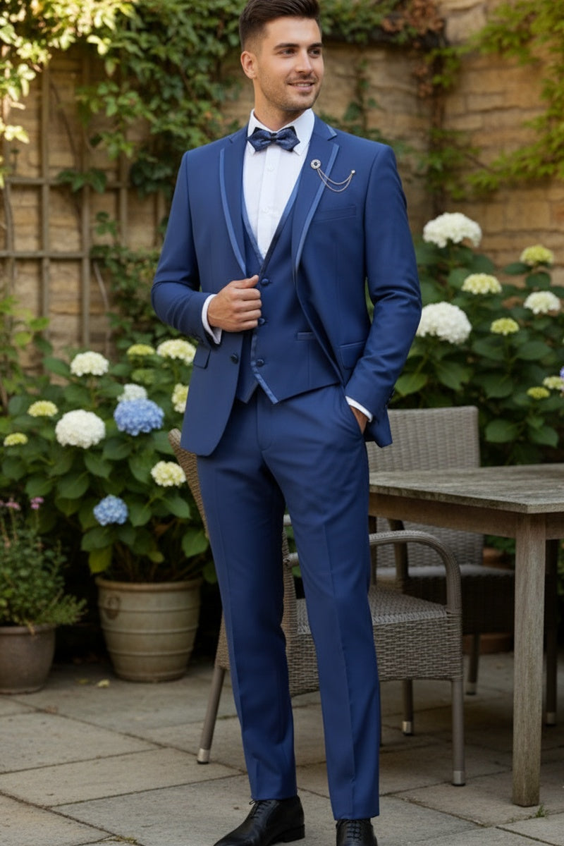 "Syracuse" Blue Vinci 2-Button Notch Tuxedo (3-Piece Set)