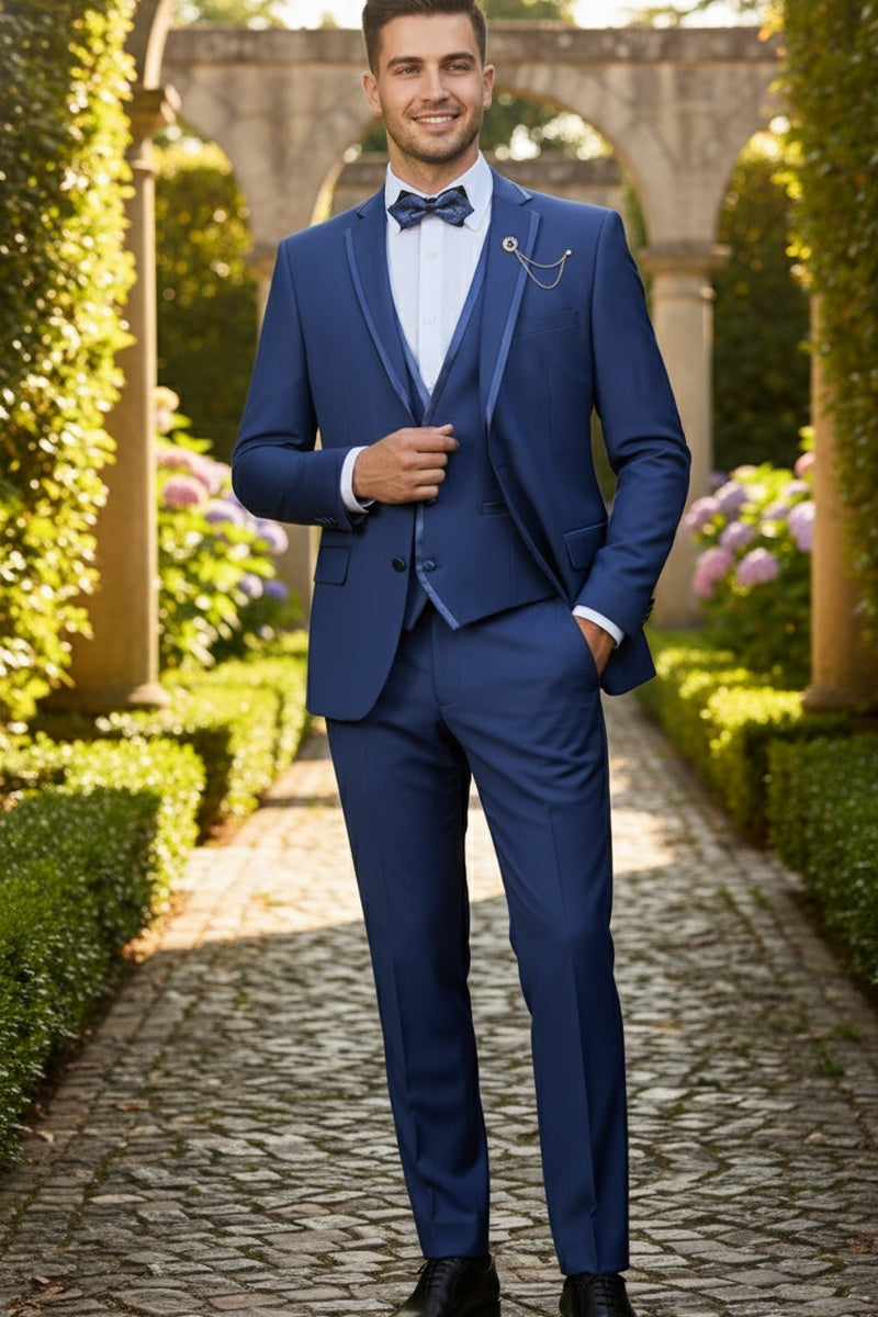 "Syracuse" Blue Vinci 2-Button Notch Tuxedo (3-Piece Set)