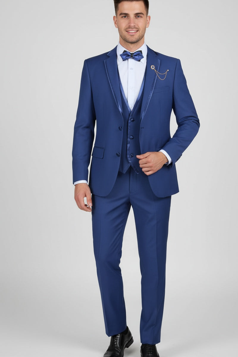 "Syracuse" Blue Vinci 2-Button Notch Tuxedo (3-Piece Set)
