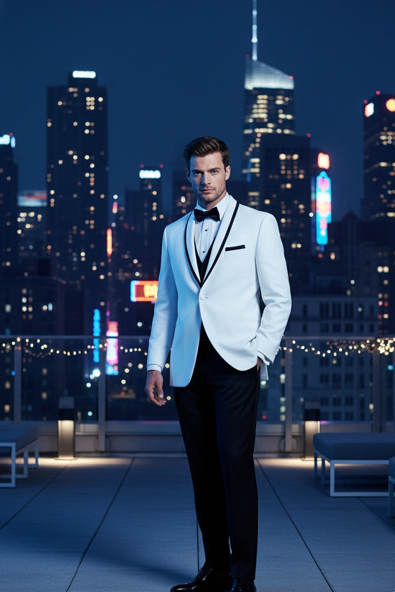"Xavier" White Tuxedo Jacket (Separates)