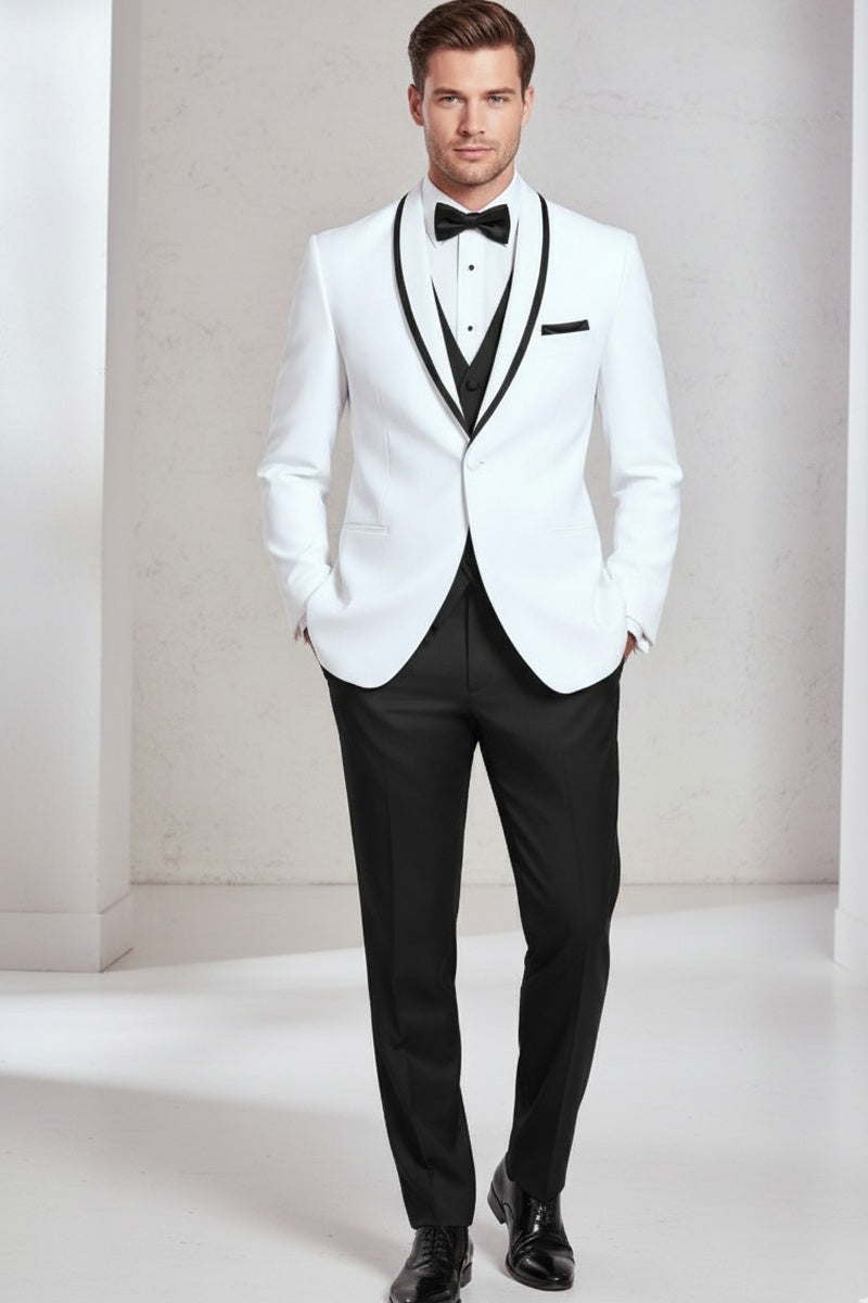 "Xavier" White Tuxedo Jacket (Separates)