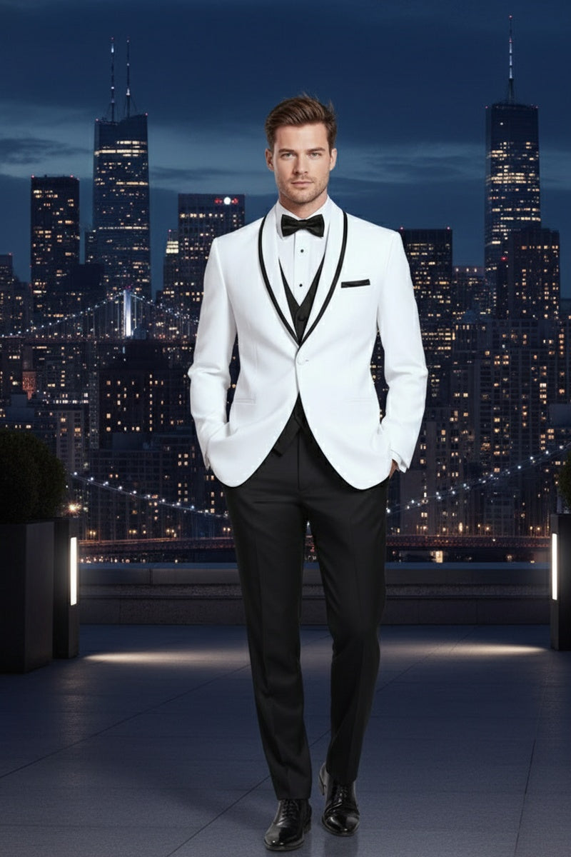 "Xavier" White Tuxedo Jacket (Separates)