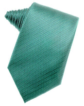 Load image into Gallery viewer, Cardi Self Tie Aqua Herringbone Necktie