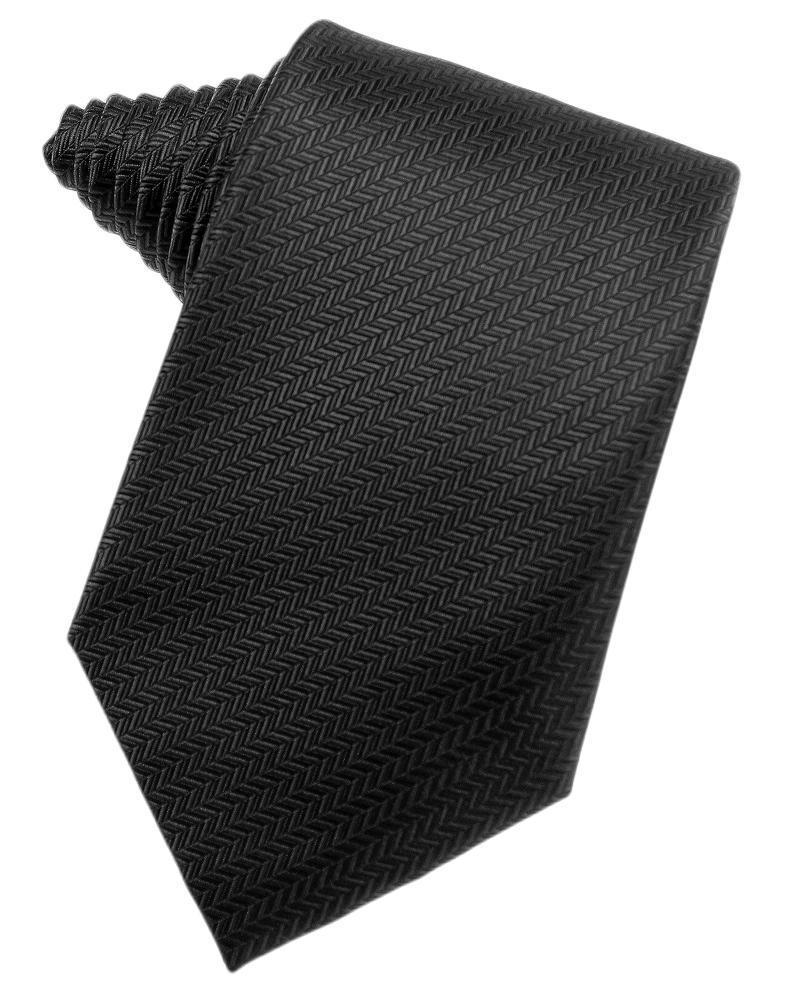 Cardi Self Tie Black Herringbone Necktie