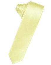 Load image into Gallery viewer, Cardi Self Tie Banana Luxury Satin Skinny Necktie