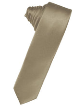 Load image into Gallery viewer, Cardi Self Tie Latte Luxury Satin Skinny Necktie