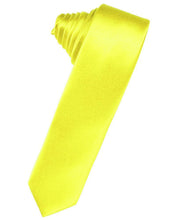 Load image into Gallery viewer, Cardi Self Tie Lemon Luxury Satin Skinny Necktie