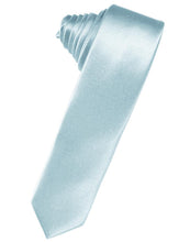Load image into Gallery viewer, Cardi Self Tie Light Blue Luxury Satin Skinny Necktie