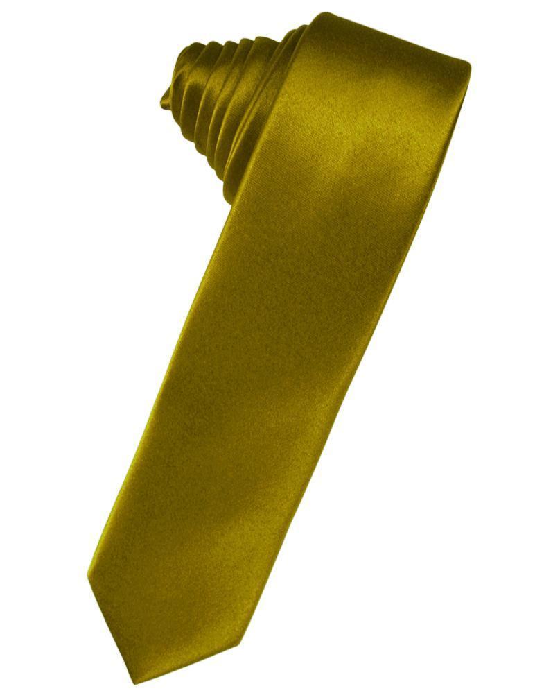 Cardi Self Tie Gold Luxury Satin Skinny Necktie