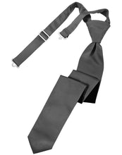 Load image into Gallery viewer, Cardi Pre-Tied Pewter Luxury Satin Skinny Necktie