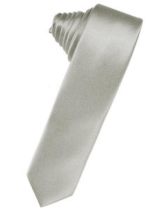 Cardi Self Tie Platinum Luxury Satin Skinny Necktie