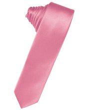 Load image into Gallery viewer, Cardi Self Tie Rose Petal Luxury Satin Skinny Necktie