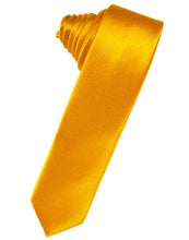Load image into Gallery viewer, Cardi Self Tie Tangerine Luxury Satin Skinny Necktie