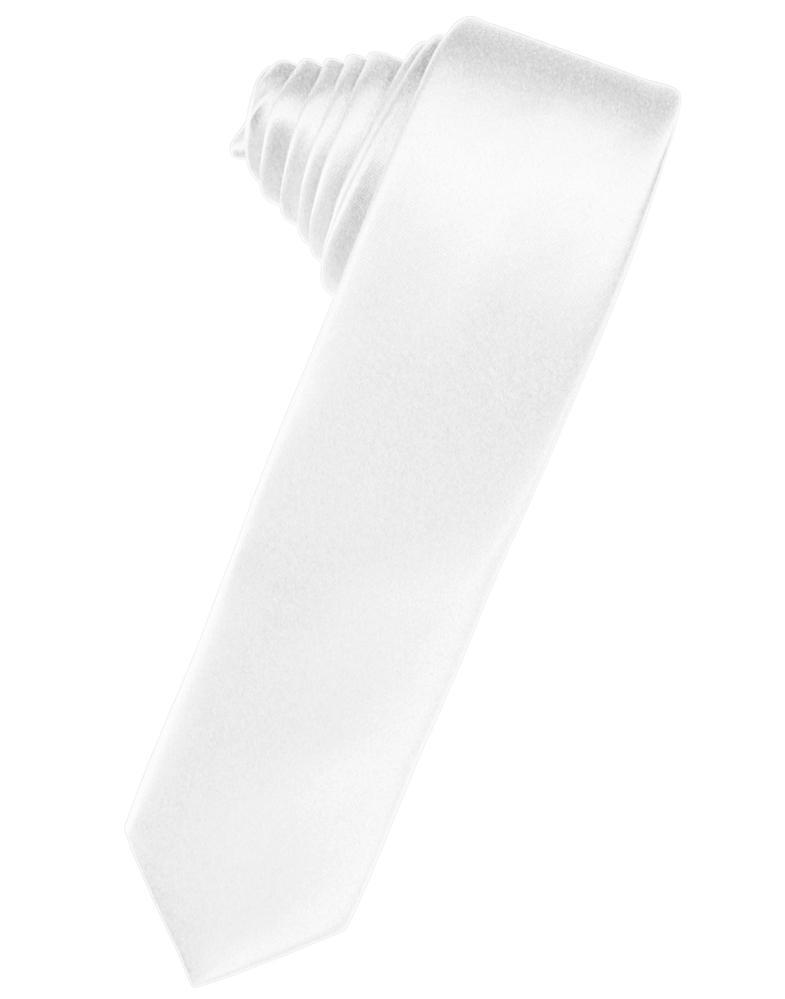 Cardi Self Tie White Luxury Satin Skinny Necktie