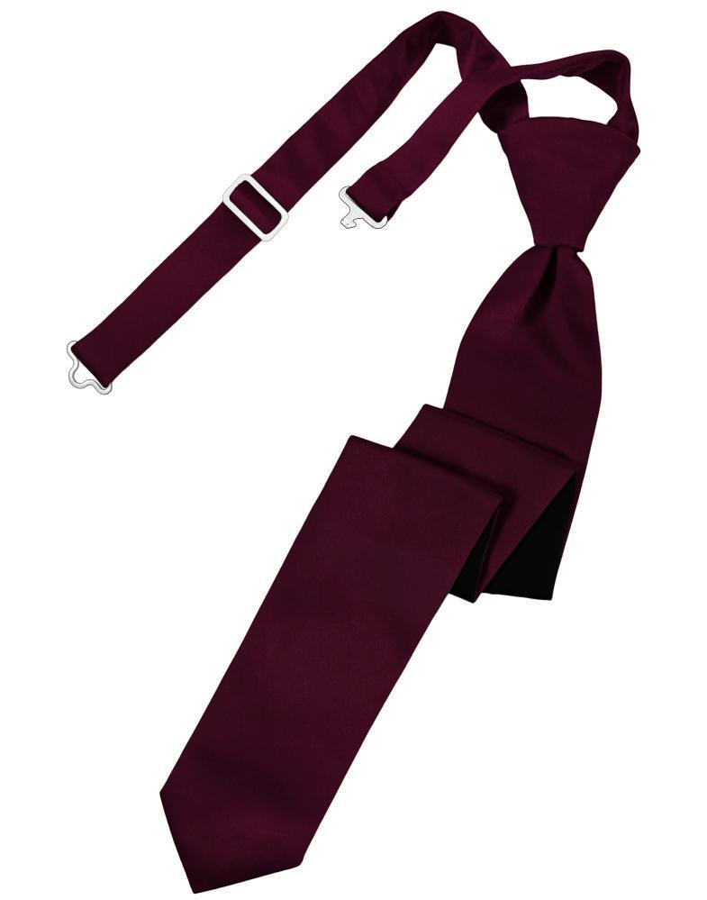 Cardi Pre-Tied Wine Luxury Satin Skinny Necktie