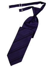 Load image into Gallery viewer, Cardi Pre-Tied Amethyst Striped Satin Necktie