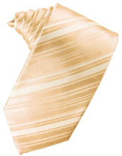 Load image into Gallery viewer, Cardi Self Tie Apricot Striped Satin Necktie