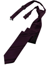 Load image into Gallery viewer, Cardi Pre-Tied Berry Striped Satin Skinny Necktie