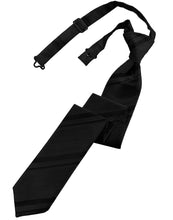 Load image into Gallery viewer, Cardi Pre-Tied Black Striped Satin Skinny Necktie