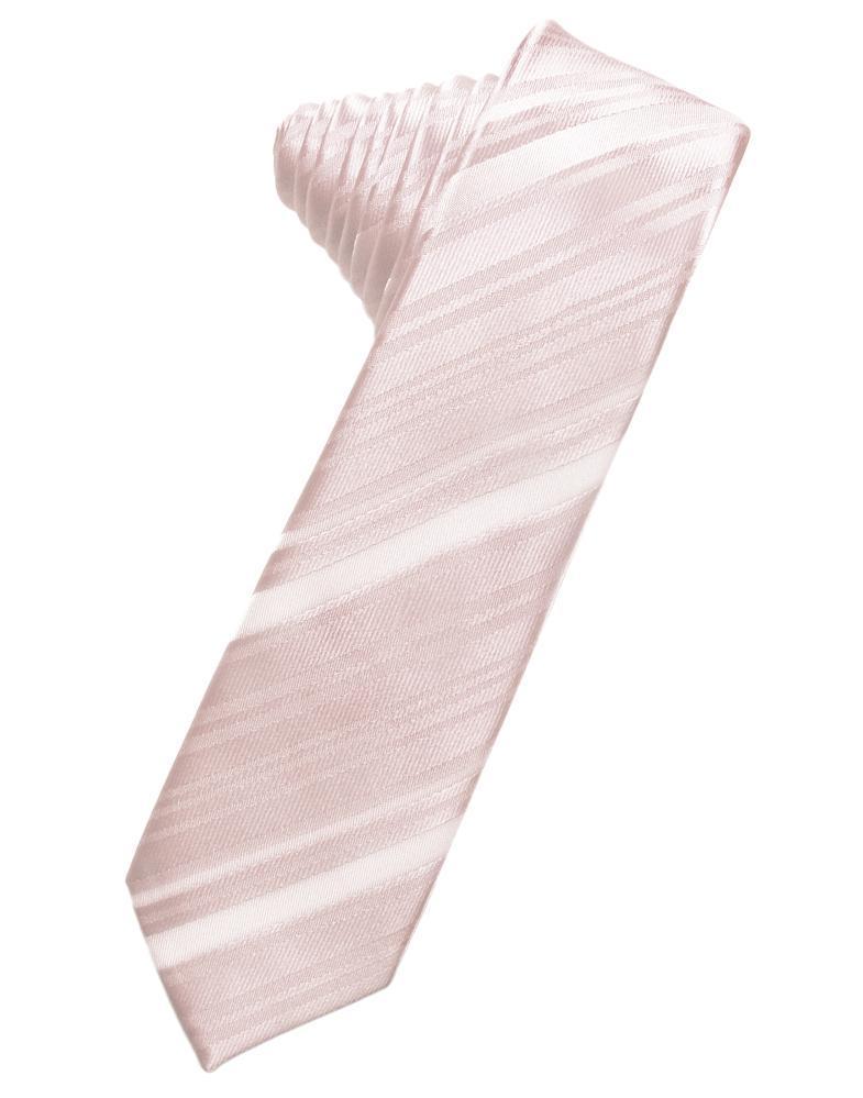 Cardi Self Tie Blush Striped Satin Skinny Necktie