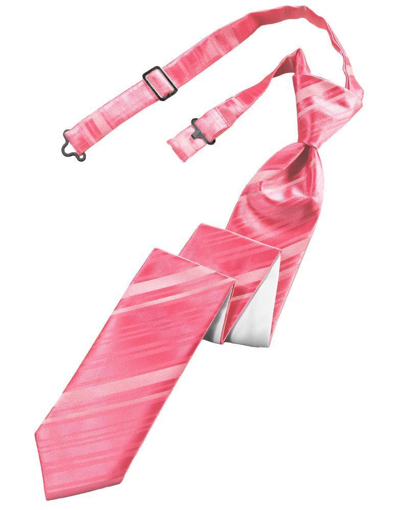 Cardi Pre-Tied Bubblegum Striped Satin Skinny Necktie