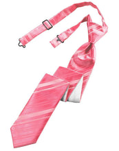 Load image into Gallery viewer, Cardi Pre-Tied Bubblegum Striped Satin Skinny Necktie