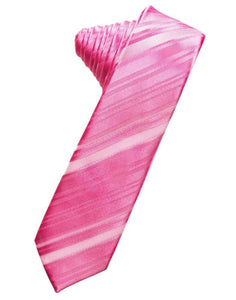 Cardi Self Tie Bubblegum Striped Satin Skinny Necktie